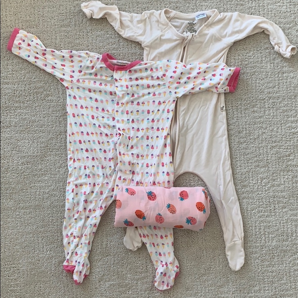 Girl pajamas and swaddle bundle